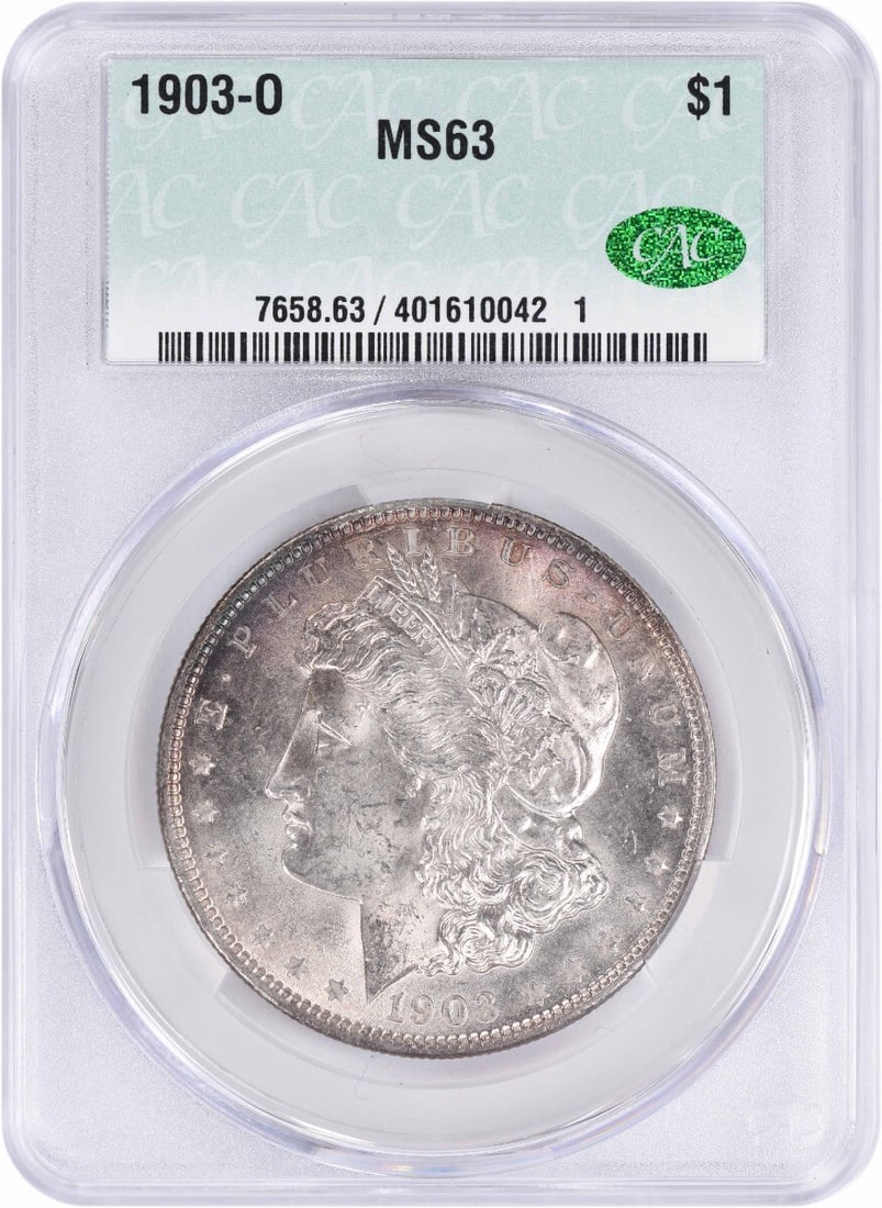 CACG 1903-O Morgan Silver Dollar MS63: CACG 1903-O Morgan Silver Dollar MS63 This listing features CACG 1903-O Morgan Silver Dollar MS63. Item specifics are provided below. Item Specifics: Country Of Origin: United States Certification: CA