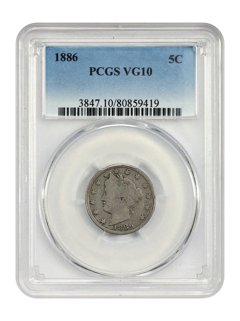 Key Date - 1886 5C PCGS VG10 - Liberty Nickel (1 of 4)