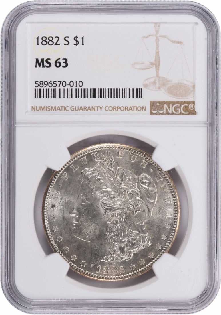 NGC 1882-S Morgan Silver Dollar MS63: NGC 1882-S Morgan Silver Dollar MS63 This listing features NGC 1882-S Morgan Silver Dollar MS63. Item specifics are provided below. Item Specifics: Country Of Origin: United States Certification: