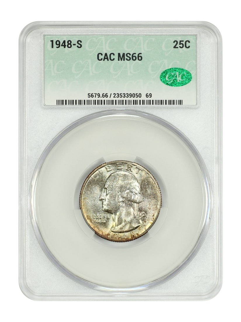 Washington Quarter - 1948-S 25C CACG MS66: Washington Quarter - 1948-S 25C CACG MS66 This listing features Washington Quarter - 1948-S 25C CACG MS66. Item specifics are provided below. Item Specifics: Certification: CACG Certification