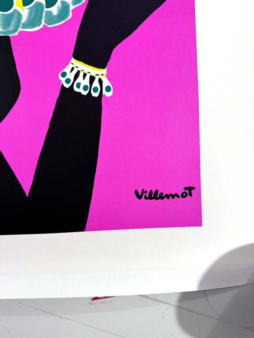 Poster Villemot Perrier Femme Noir Necklace 1977 Original French - 4