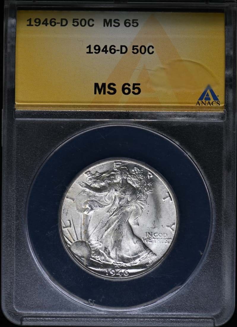 MS65 1946-D Walking Liberty Half Dollar 50C ANACS: MS65 1946-D Walking Liberty Half Dollar 50C ANACS This listing features MS65 1946-D Walking Liberty Half Dollar 50C ANACS. Item specifics are provided below. Item Specifics: Certification: ANACS