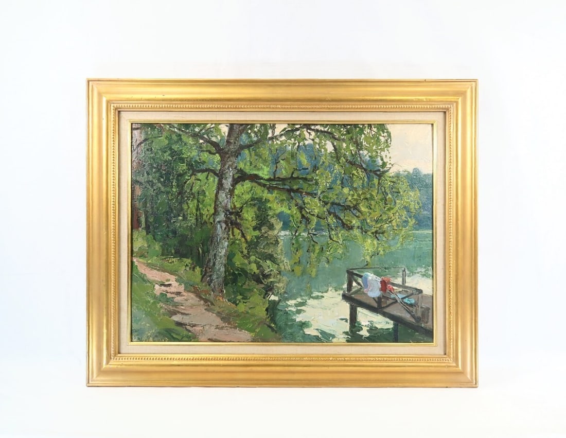 Russian Mikhail Suzdaltsev Oil Painting "Morning on the Lake" 1986 Signed Soviet: Russian Mikhail Suzdaltsev Oil Painting "Morning on the Lake" 1986 Signed Soviet This listing features Russian Mikhail Suzdaltsev Oil Painting "Morning on the Lake" 1986 Signed Soviet. Item specifics