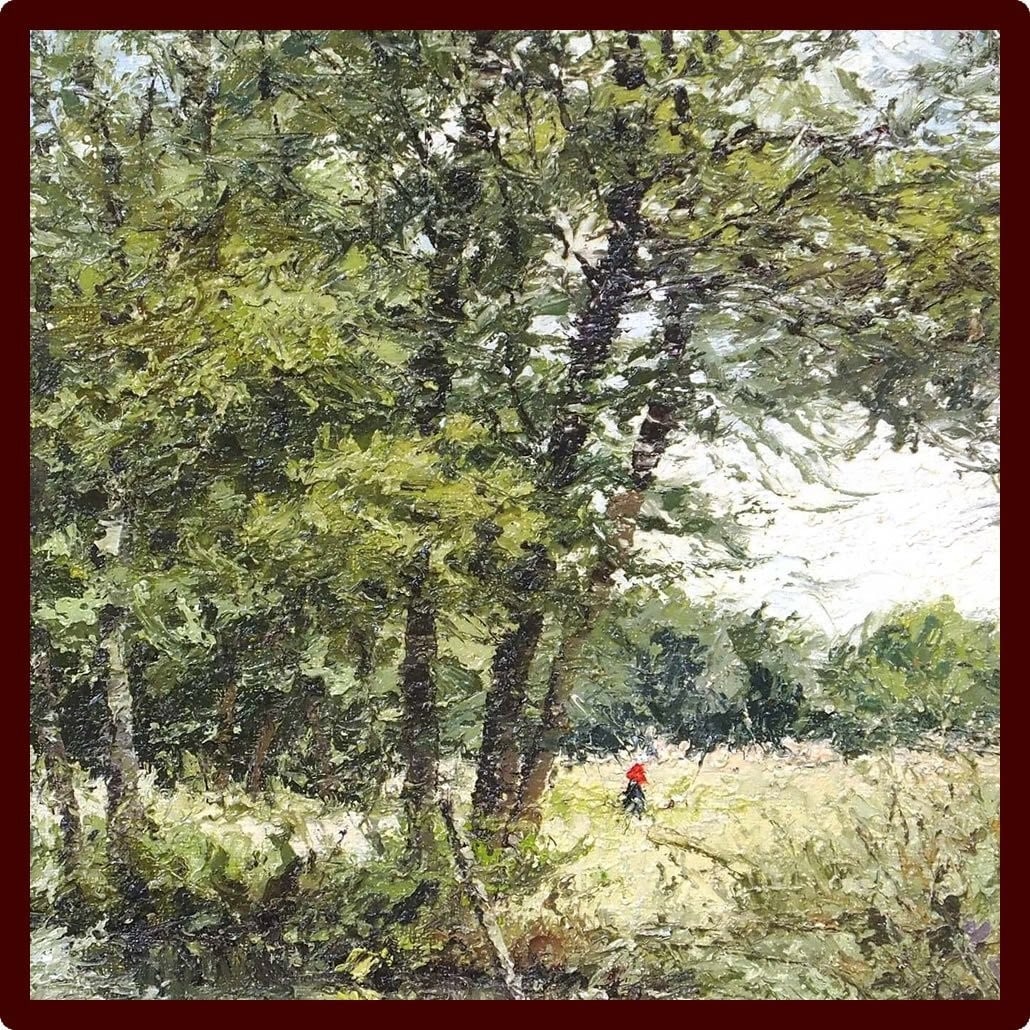 Impressionism Joseph Koutachy Oil Painting "Forest Pond" Signed Landscape France - 3