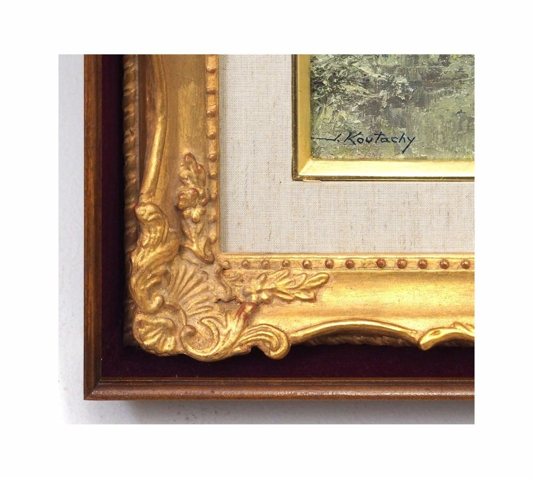 Impressionism Joseph Koutachy Oil Painting "Forest Pond" Signed Landscape France - 4