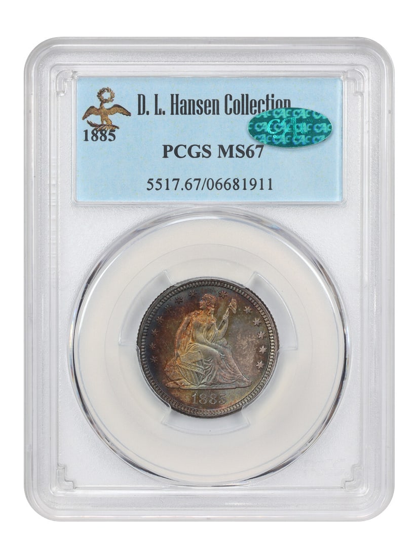 Hansen 1885 25C PCGS/ CAC MS67 ex: D.L.: Hansen 1885 25C PCGS/ CAC MS67 ex: D.L. This listing features Hansen 1885 25C PCGS/ CAC MS67 ex: D.L.. Item specifics are provided below. Item Specifics: Certification: PCGS Certification Number: 0668