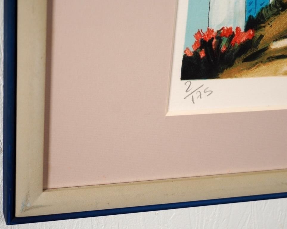 Art Jean Claude Quilici Lithograph Print Mykonos Island Signed Framed Greece - 8