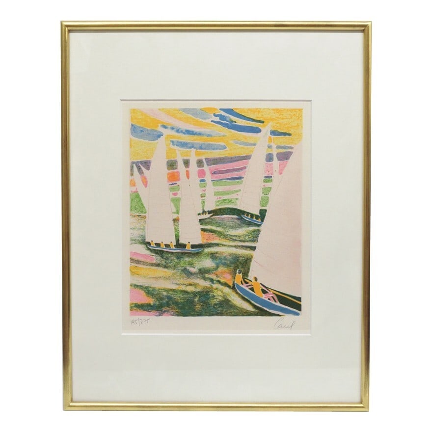 Print Jacques Carel (France) Lithograph 195/ 275 Signed Vintage Art (1 of 5)