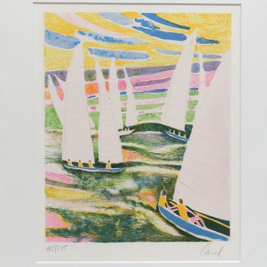 Print Jacques Carel (France) Lithograph 195/ 275 Signed Vintage Art - 2