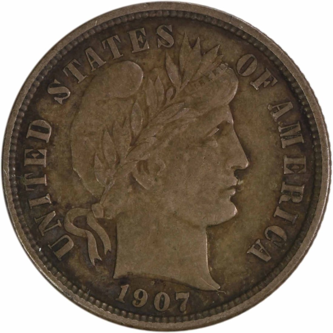 Uncertified 1907-S Barber Silver Dime Choice EF (1 of 2)