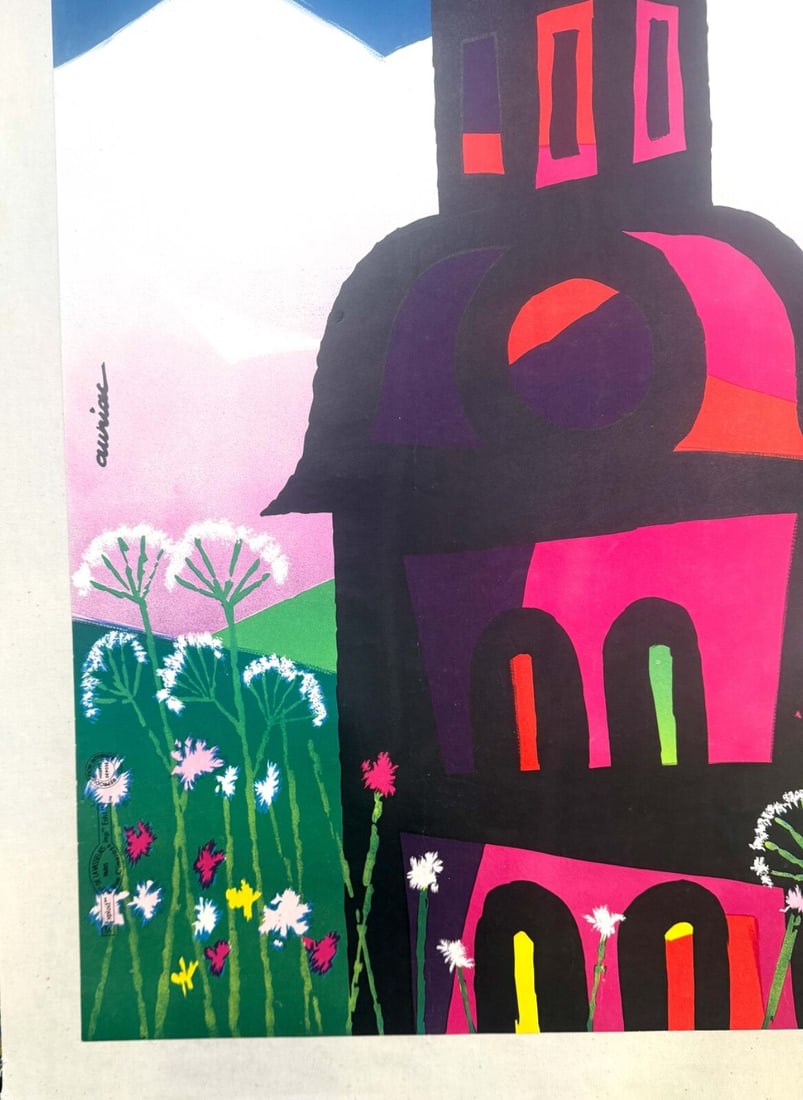 Blanc Savoie France Travel Poster 1960 Jacques Auriac Original Printing Ski Mont - 7