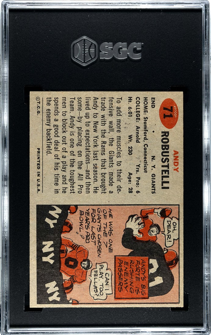 6.5 Andy Robustelli 1957 Topps #71 SGC - 2