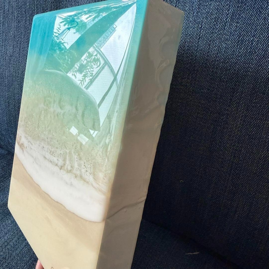 810in Sarah Caudle Original Painting Resin on wood "Clear Sea 5 "2020 signature - 4