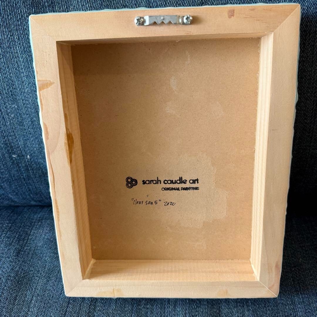 810in Sarah Caudle Original Painting Resin on wood "Clear Sea 5 "2020 signature - 5