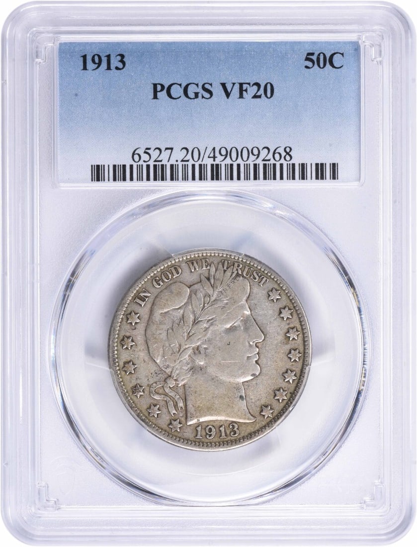 PCGS 1913 Barber Silver Half Dollar VF20 (1 of 1)