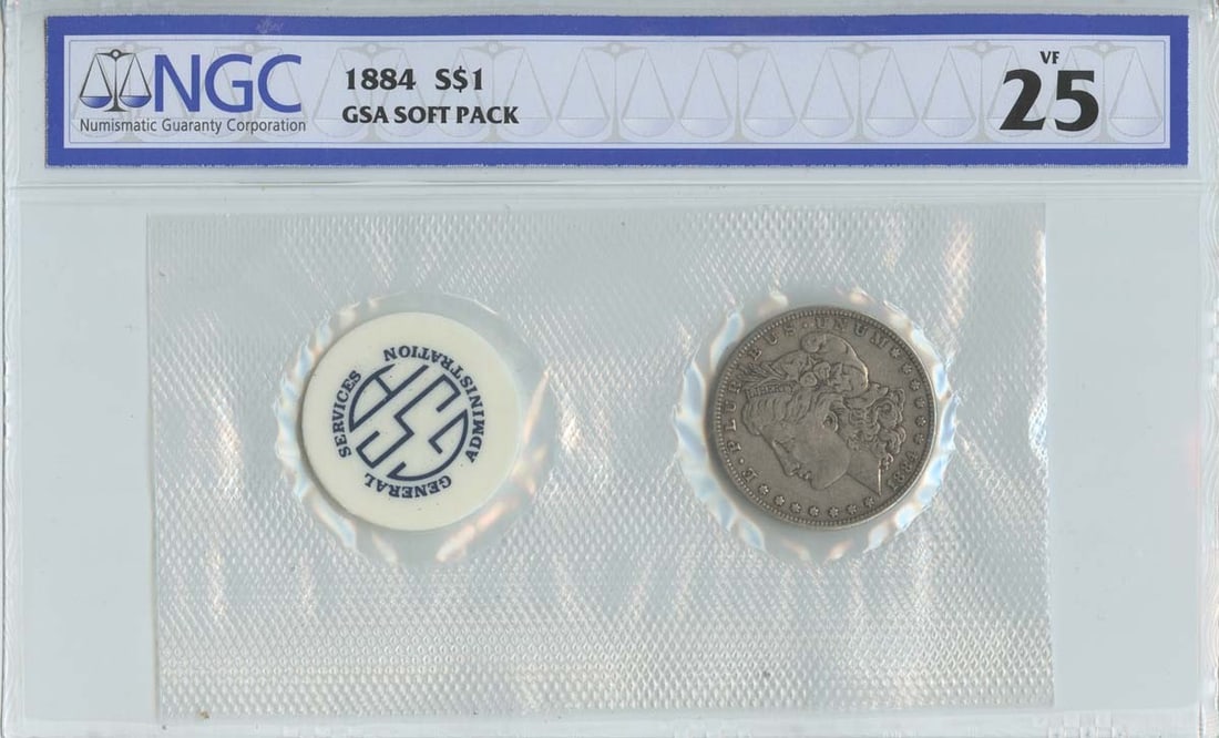 VF25 1884 Morgan Dollar GSA SOFT PACK S$1 NGC (1 of 1)