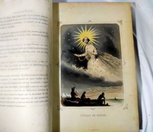Leather 1849 J.J. Grandville Les toiles 1st Edition Rare Hand-Colored Plates (1 of 10)