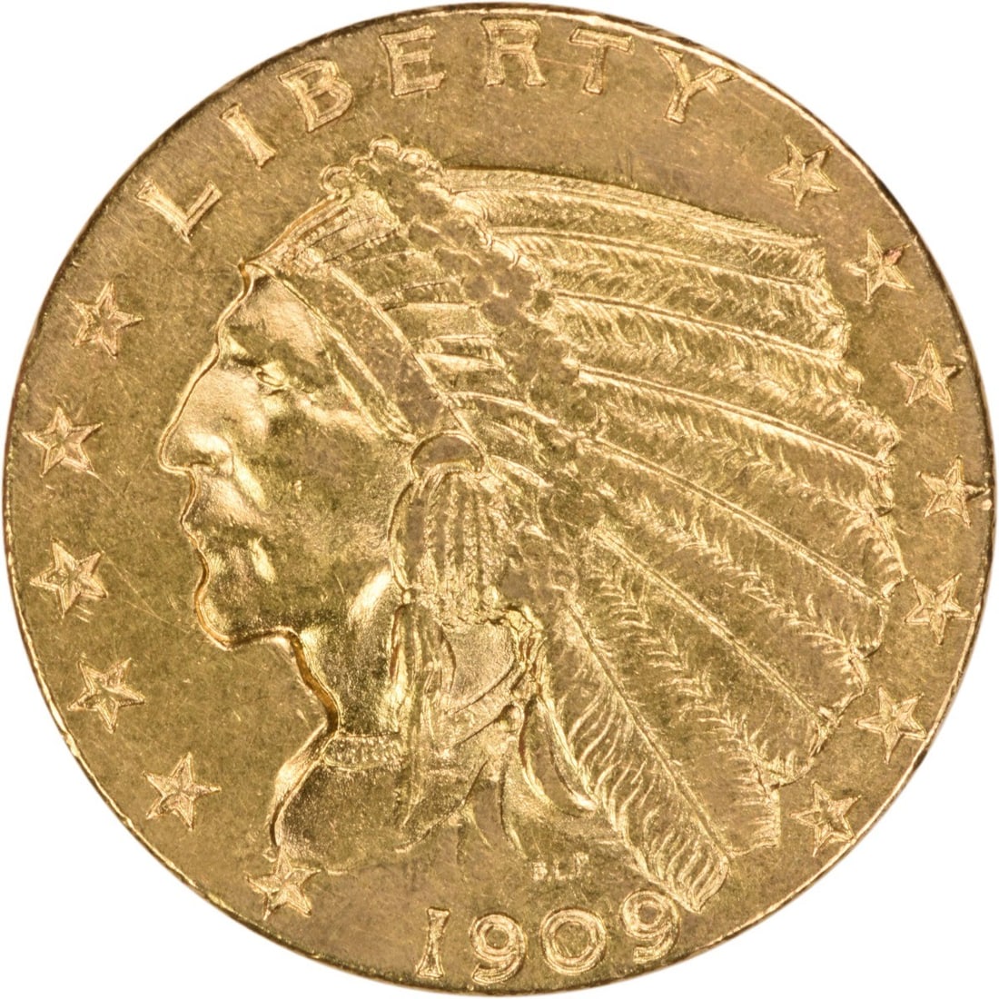 Uncertified 1909 $2.50 Gold Indian AU Slider (1 of 2)