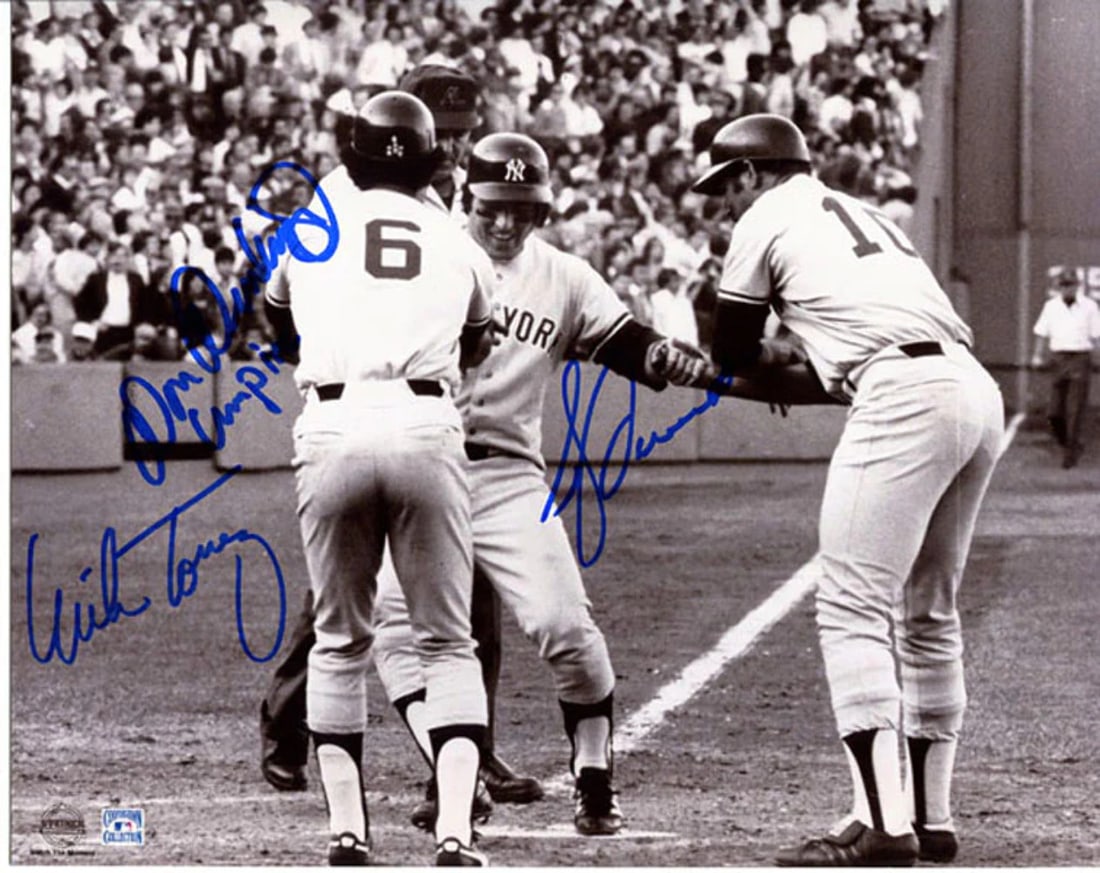 Photo Dent Torrez & Denkinger Autographed 1978 Tie Breaker NY Yankees 8x10 (1 of 1)