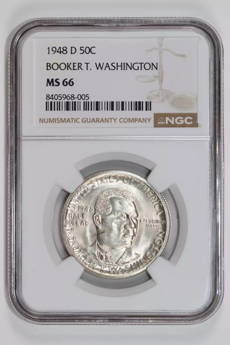MS66 1948-D BOOKER T WASHINGTON COMMEMORATIVE HALF DOLLAR NGC: MS66 1948-D BOOKER T WASHINGTON COMMEMORATIVE HALF DOLLAR NGC This listing features MS66 1948-D BOOKER T WASHINGTON COMMEMORATIVE HALF DOLLAR NGC. Item specifics are provided below. Item Specifics: