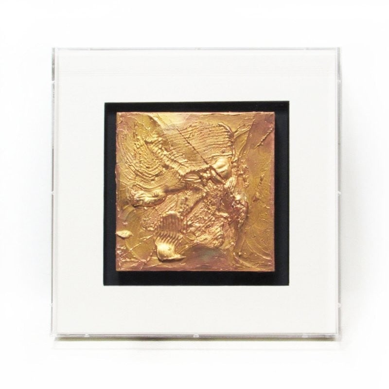 USA Keiko Nelson "Energy" Mixed Media Relief Gold Abstract Art Signed Modern (1 of 8)