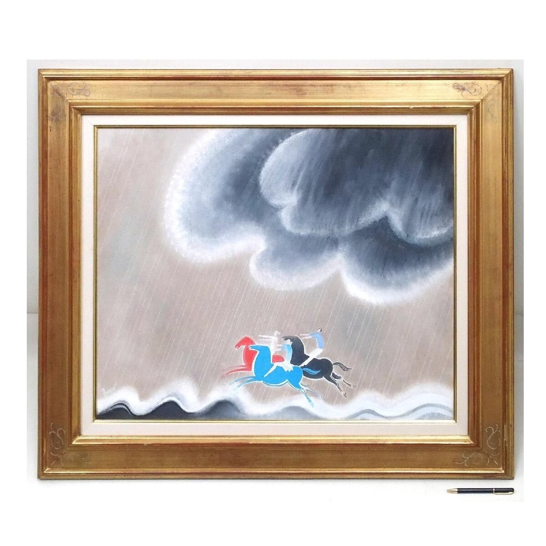 Framed Albert Zavaro "Three Knights" Original Painting Oil on canvas Signed (1 of 5)