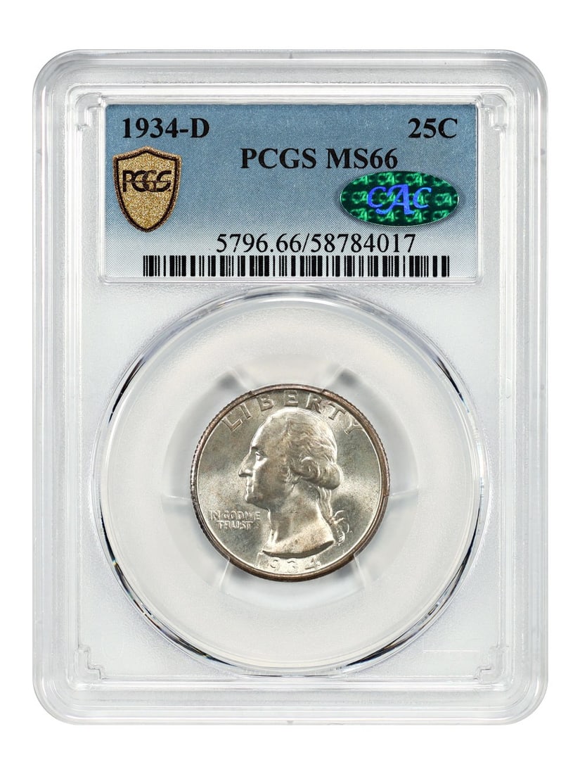 CAC Approved Key Date! - 1934-D 25C PCGS/ CAC MS66 - Washington Quarter: CAC Approved Key Date! - 1934-D 25C PCGS/ CAC MS66 - Washington Quarter This listing features CAC Approved Key Date! - 1934-D 25C PCGS/ CAC MS66 - Washington Quarter. Item specifics are provided below