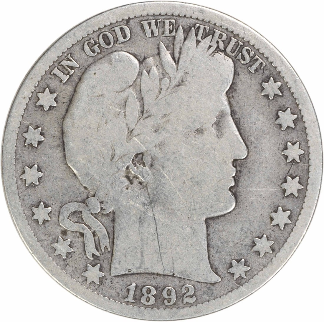 Uncertified 1892-S Barber Silver Half Dollar VG (1 of 2)