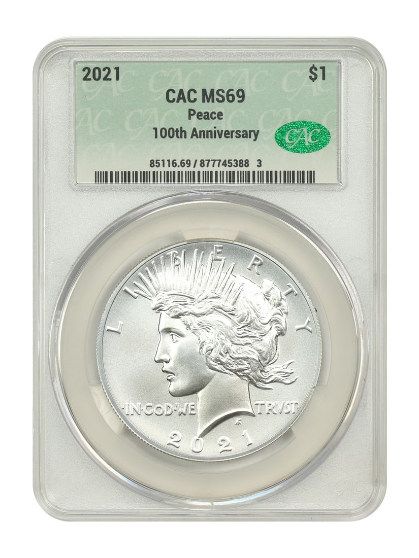 $1 (Silver) - 2021 $1 Peace Dollar CACG MS69 (1 of 4)