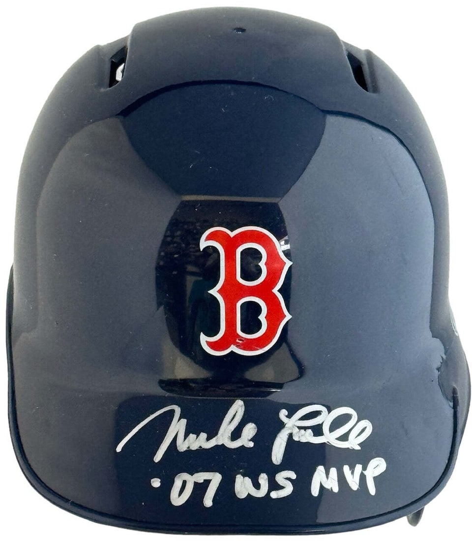 (JSA) Mike Lowell Autographed Boston Red Sox Mini Helmet (1 of 2)