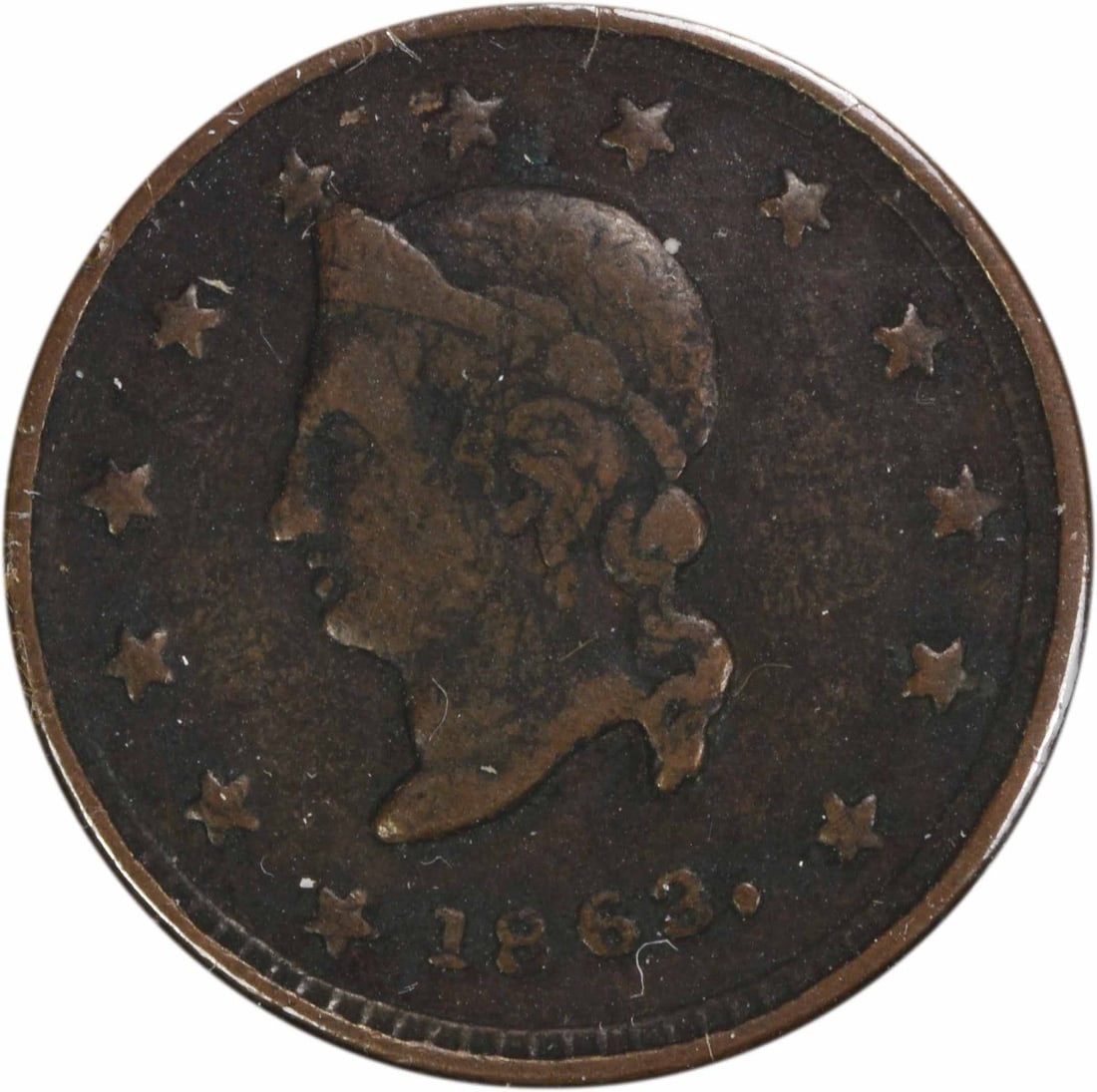 Uncertified 1863 Civil War Token Patriotic Union Eagle 31/ 279 VF (1 of 2)