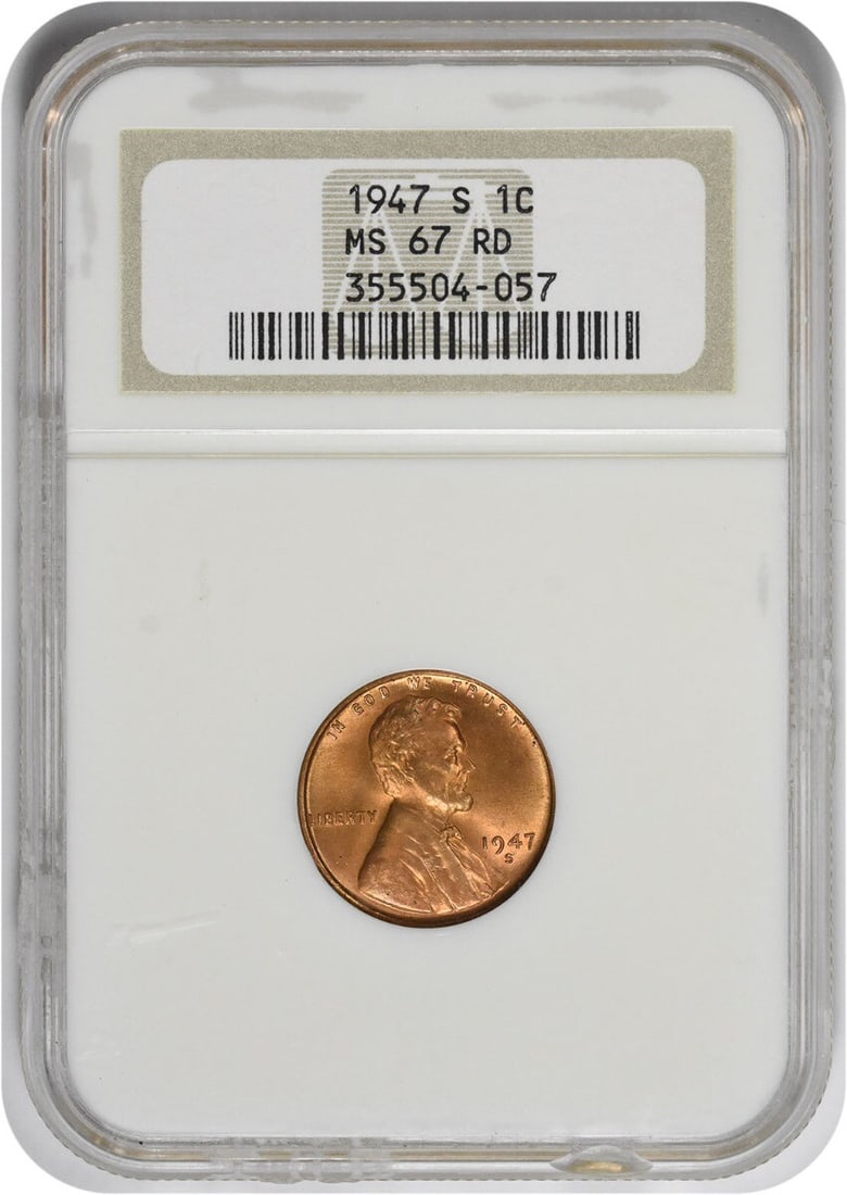 NGC 1947-S Lincoln Cent MS67RD (1 of 1)