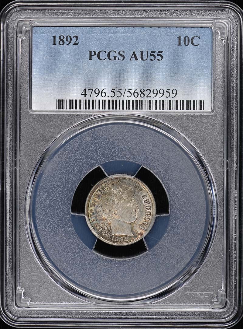 AU55 1892 10C Barber Dime PCGS (1 of 1)