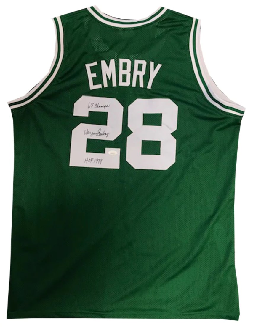 (JSA) Wayne Embry Autographed "68 Champs HOF 1999" Boston Celtics Jersey (1 of 2)