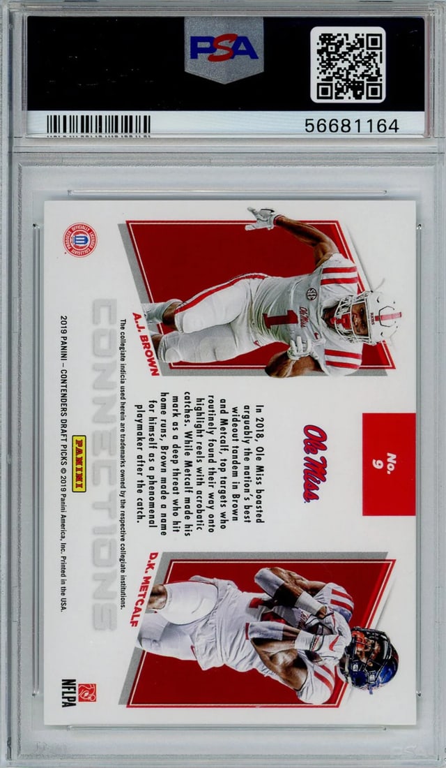 #9 AJ Brown/ DK Metcalf 2019 Panini Contenders DP Grade 10 Card - 2