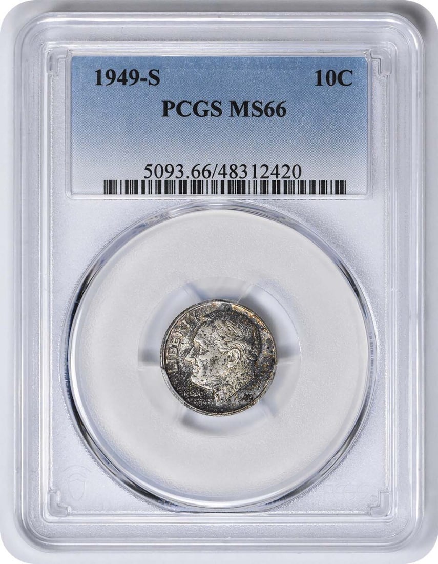 Toned 1949-S Roosevelt Silver Dime MS66 PCGS (1 of 1)