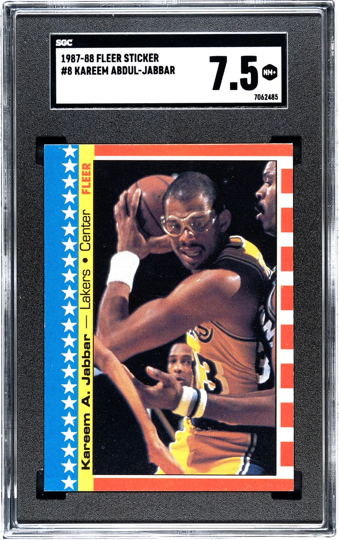 7.5 Kareem Abdul-Jabbar 1987 Fleer Sticker #8 SGC (1 of 2)