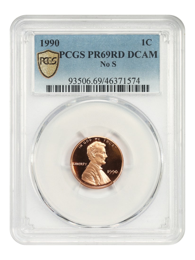 Tied for Finest Known - 1990 No S 1C PCGS PR69DCAM - Lincoln Cent (Modern) (1 of 6)