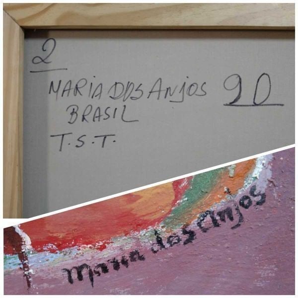 1990) Abstract Modern Oil Painting Signed - Maria dos Anjos (Portuguese-Brazilian - 10