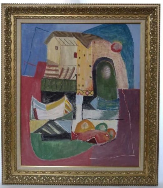 1990) Abstract Modern Oil Painting Signed - Maria dos Anjos (Portuguese-Brazilian (1 of 10)