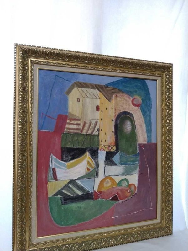 1990) Abstract Modern Oil Painting Signed - Maria dos Anjos (Portuguese-Brazilian - 3