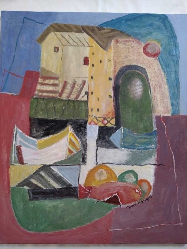 1990) Abstract Modern Oil Painting Signed - Maria dos Anjos (Portuguese-Brazilian - 4