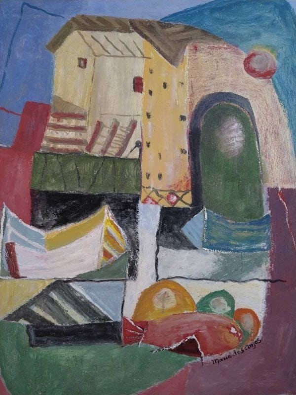 1990) Abstract Modern Oil Painting Signed - Maria dos Anjos (Portuguese-Brazilian - 5