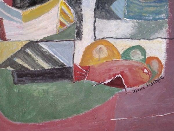 1990) Abstract Modern Oil Painting Signed - Maria dos Anjos (Portuguese-Brazilian - 9