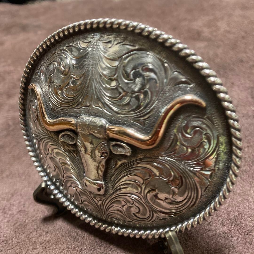 10K CLINT ORMS Trophy Buckle Sterling Silver 925 silver smith RARE - 3