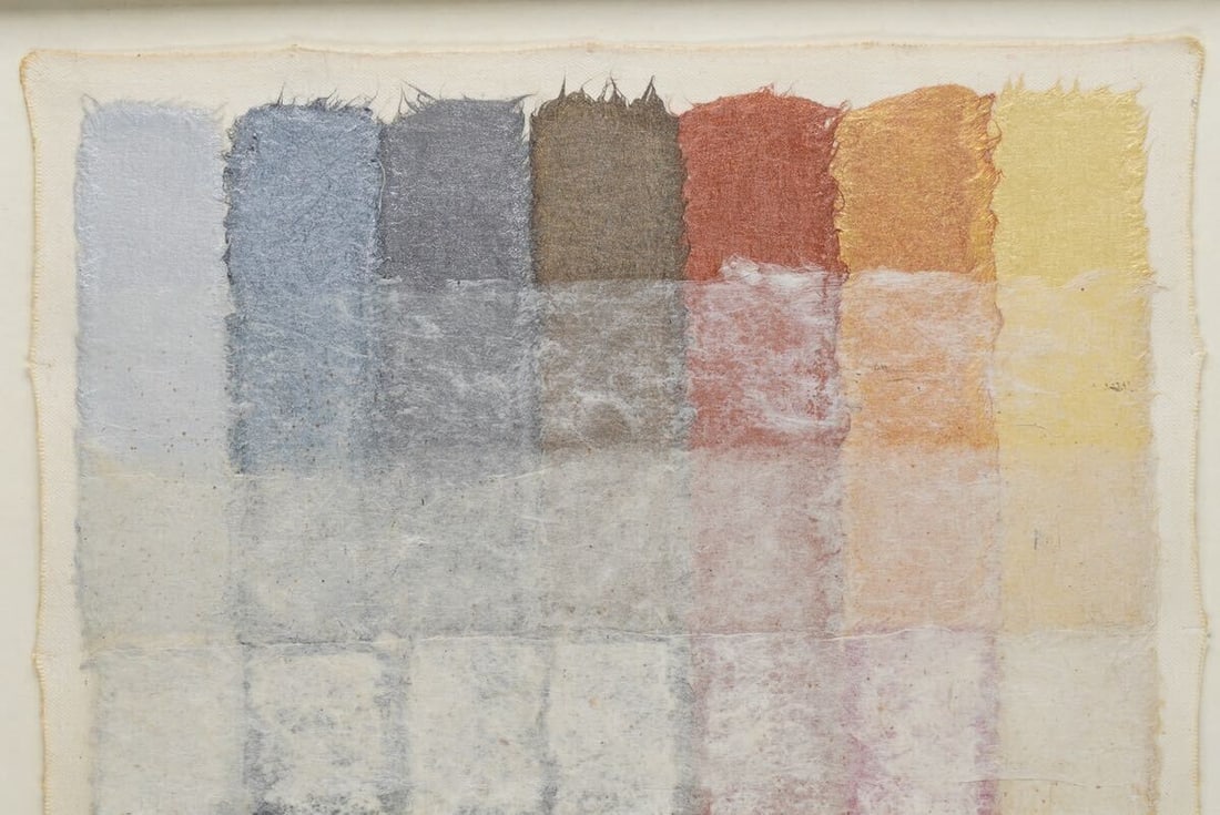 Framed Hisashi Momose Signed Original Painting Mixed media "Square Strips" - 2