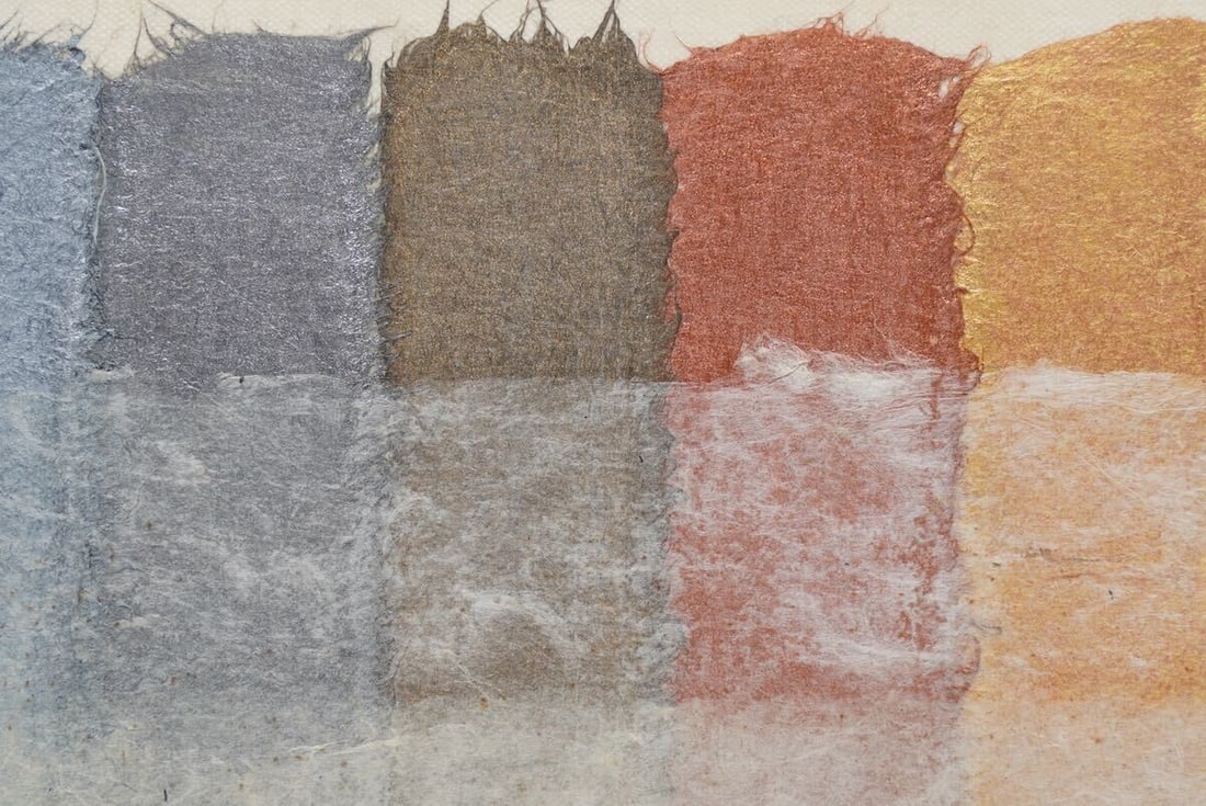 Framed Hisashi Momose Signed Original Painting Mixed media "Square Strips" - 3