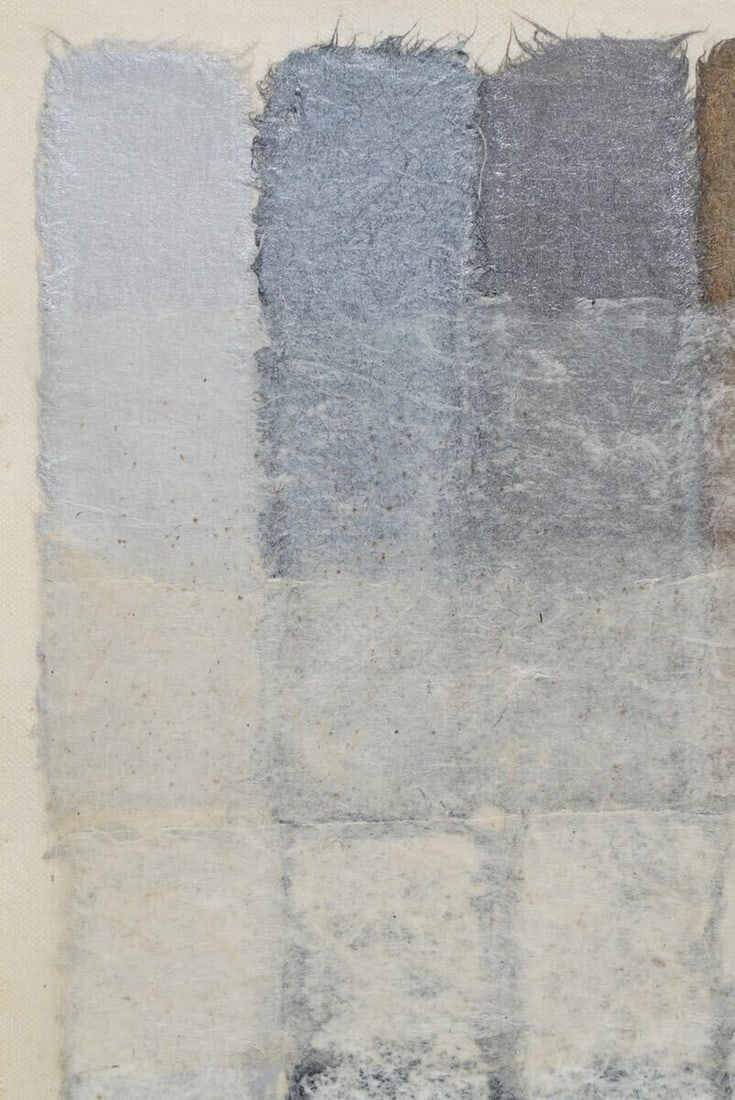 Framed Hisashi Momose Signed Original Painting Mixed media "Square Strips" - 6