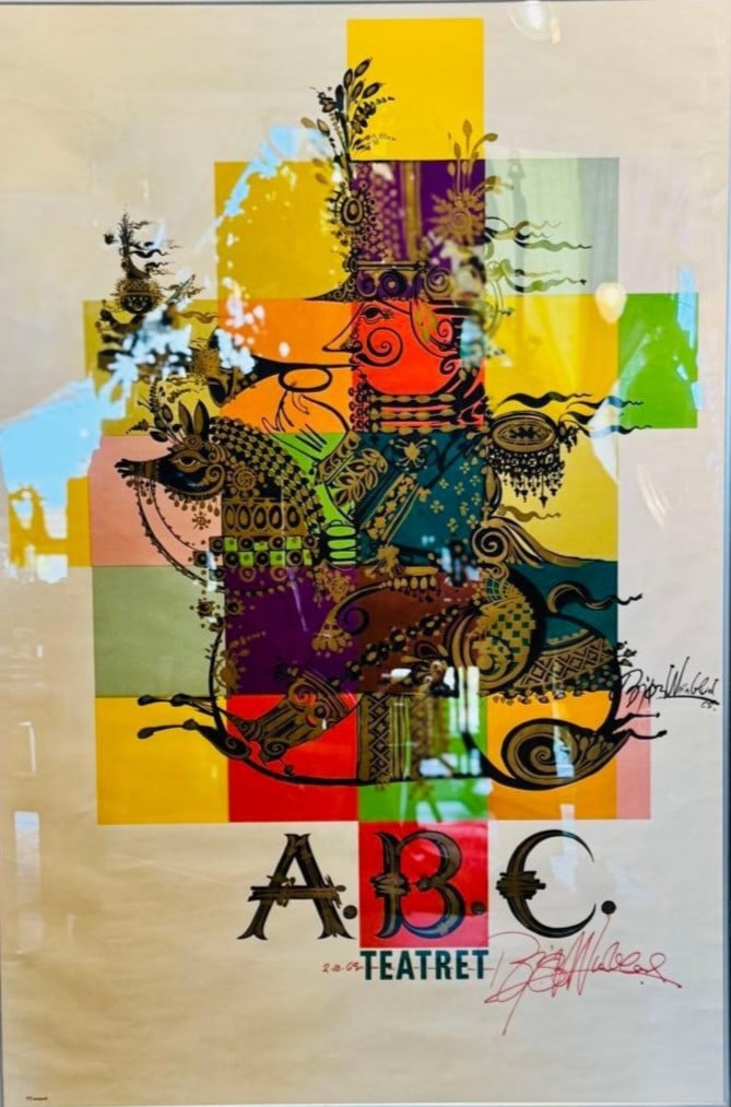 Art Bjrn Wiinblad 1968 A.B.C. Teatret Original Poster Signed Twice Denmark (1 of 5)
