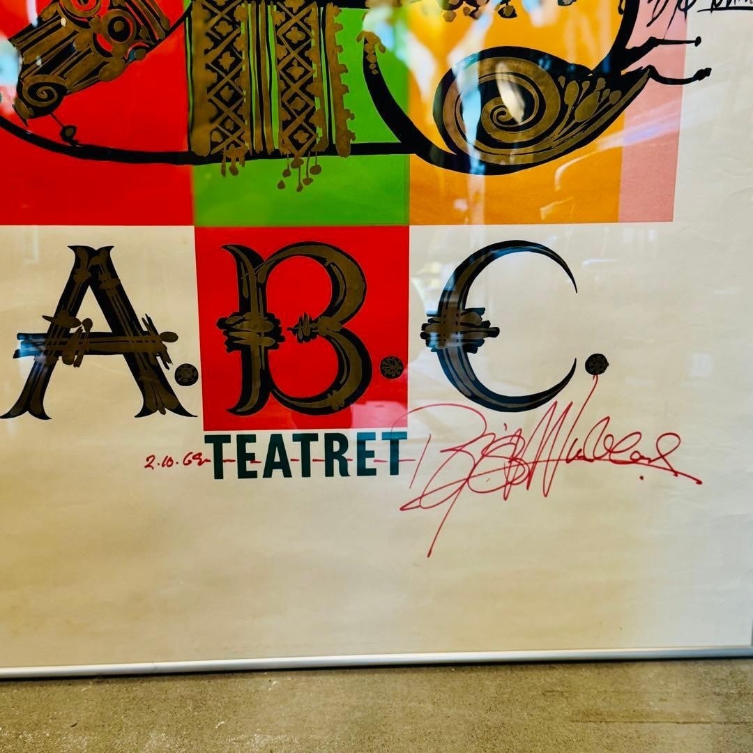 Art Bjrn Wiinblad 1968 A.B.C. Teatret Original Poster Signed Twice Denmark - 5